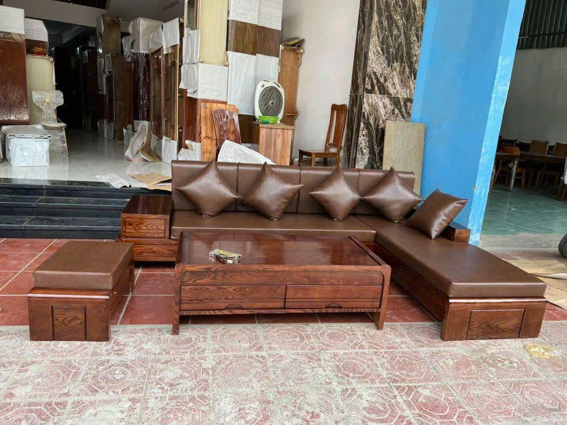 Sofa gỗ chân cuốn new 2025