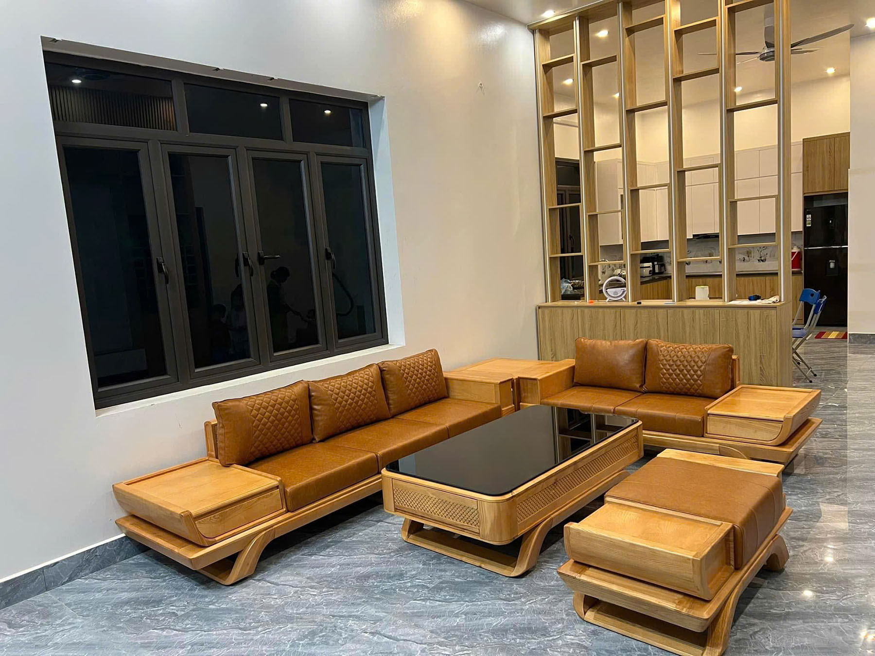 Sofa gỗ phòng khách cao cấp cánh tiên bản to