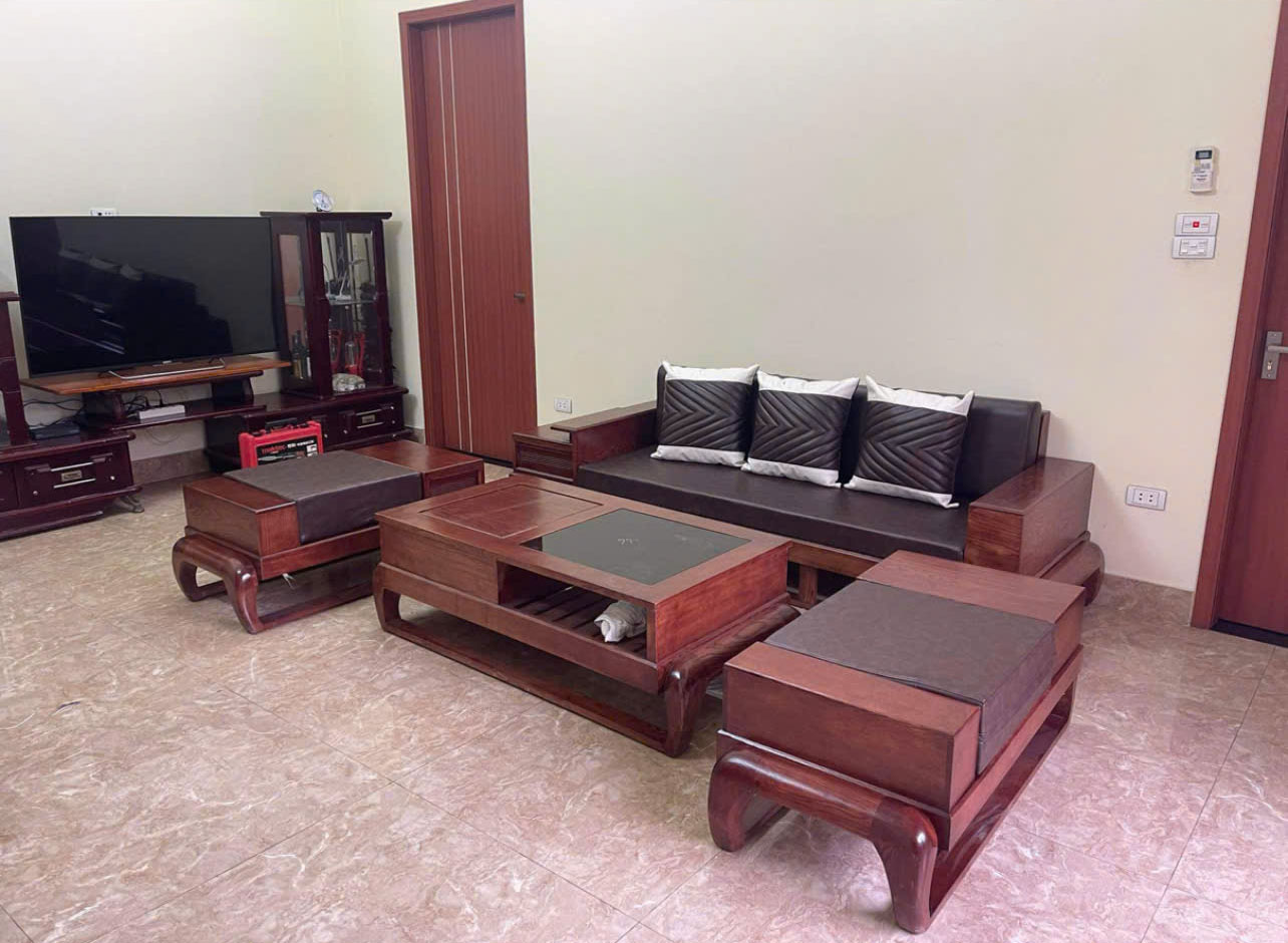 Bàn ghế Phòng Khách Sofa gỗ 1 văng chân đùi gà giá rẻ