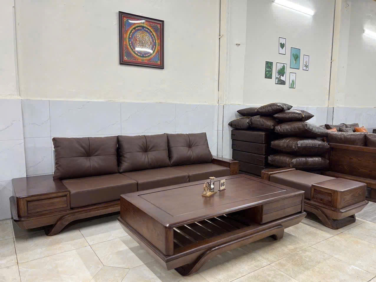 Sofa gỗ 1 văng chân thuyền